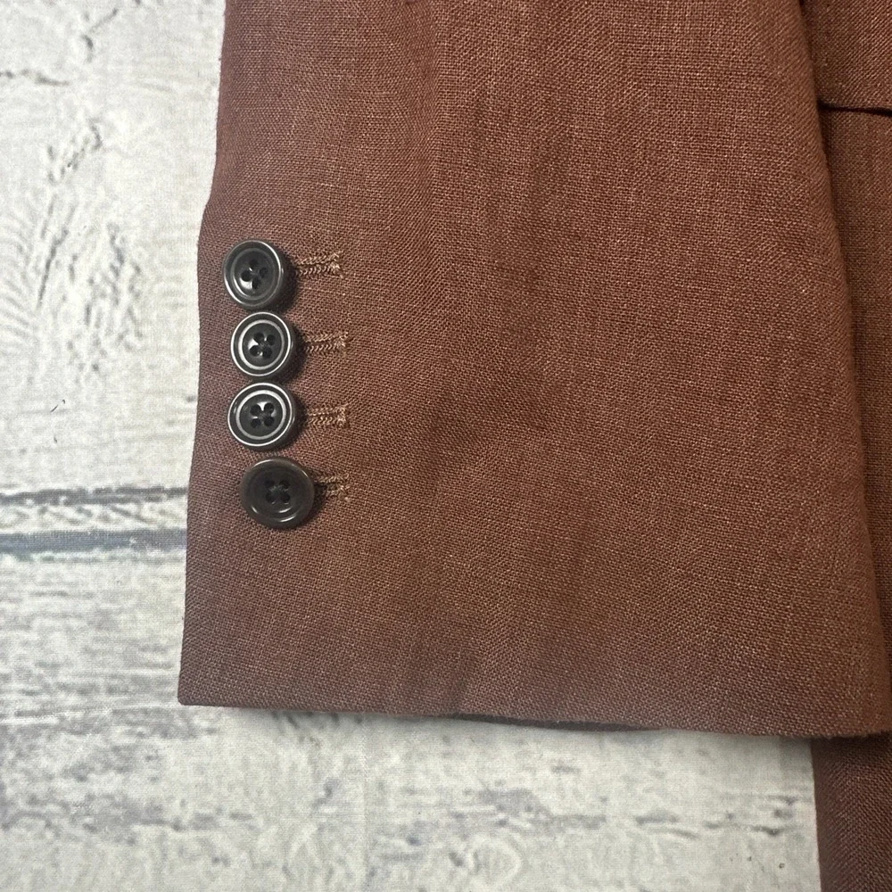 Charles Tyrwhitt Blazer Mens 42R  Slim Fit  100% Linen Sport Coat Jacket Brown